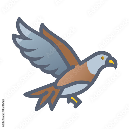 Stylized eagle illustration with outlined features and muted tones