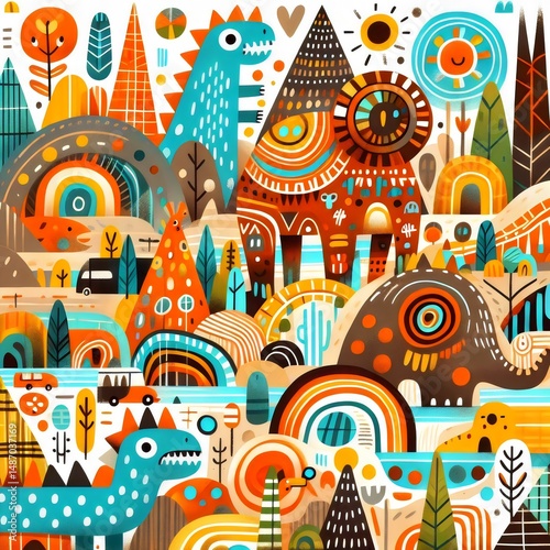 Dino Festín: Aventuras de Color y Fantasía