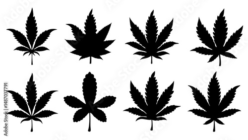 set of marijuana silhouette