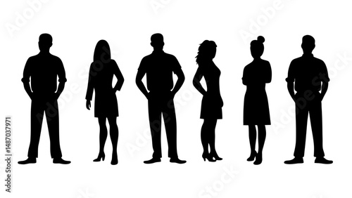 set of a group of standing business people