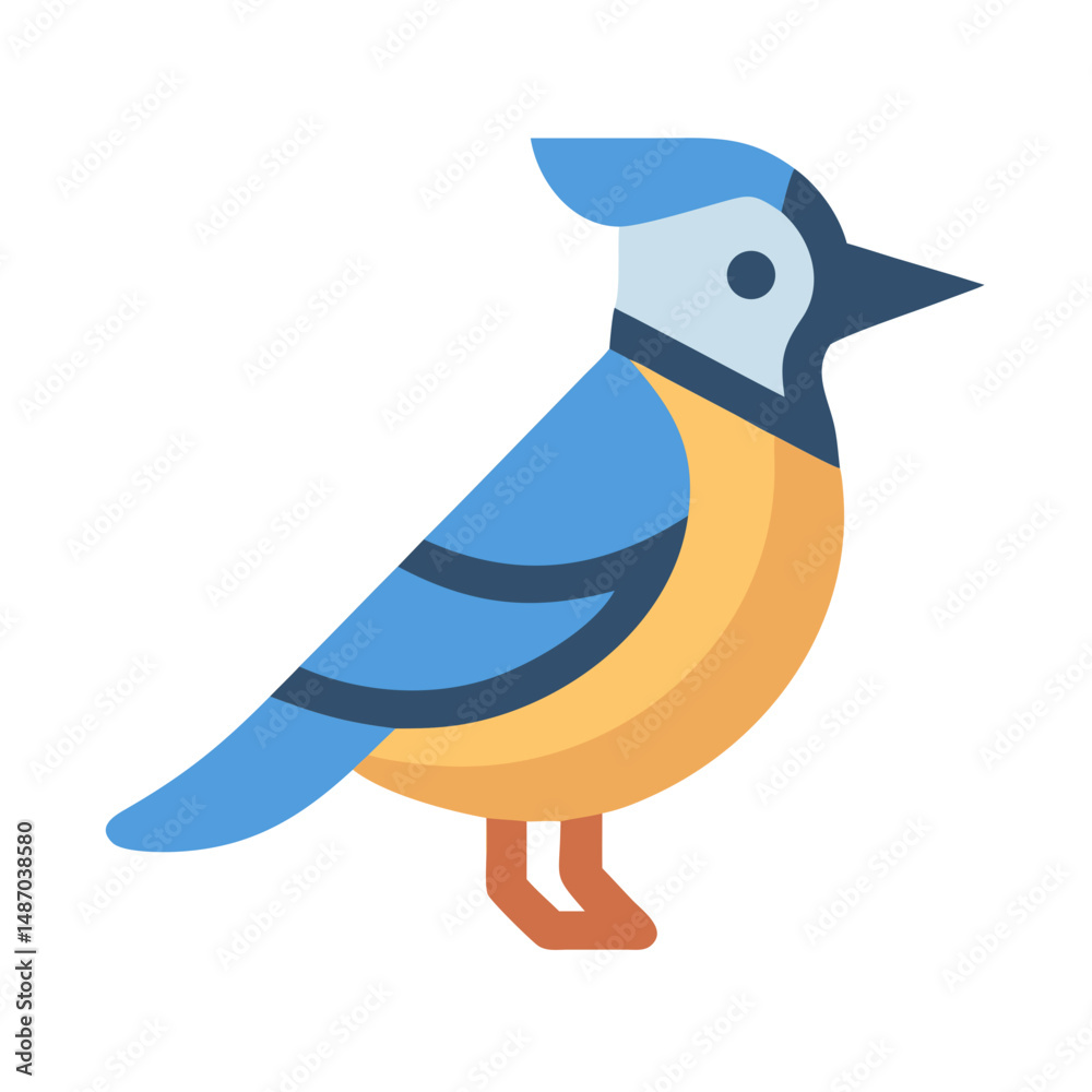 Fototapeta premium Flat design of a colorful bird isolated on black