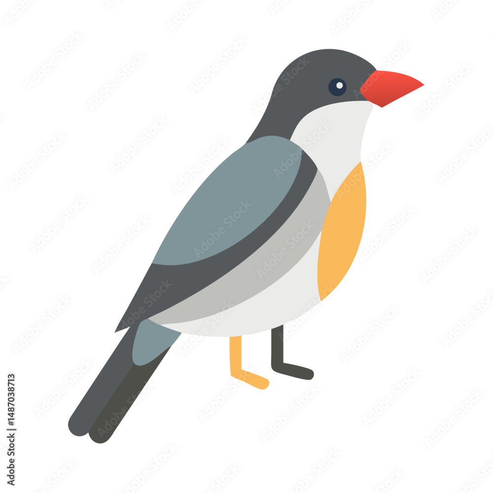 Fototapeta premium Stylized bird icon against black background flat vector art