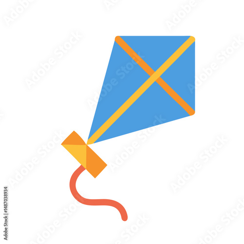 Stylized kite illustration on black background for playful designs