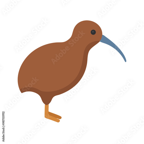 Flat design kiwi bird isolated on a black background
