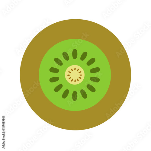 Minimalist kiwi slice illustration with stylized texture design