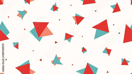 Free Download Cubism seamless pattern with broken triangles in red and teal - GFXLoad