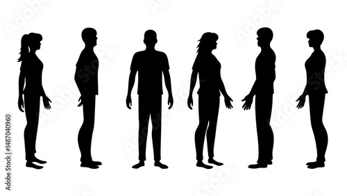 set of a group of standing business people
