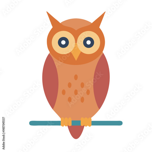 Stylized owl perched on branch vector illustration image