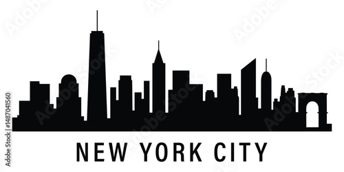 Silhouette of the iconic New York City skyline vector art
