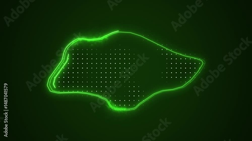 Neon Green Singapore Map Borders Outline Loop Background