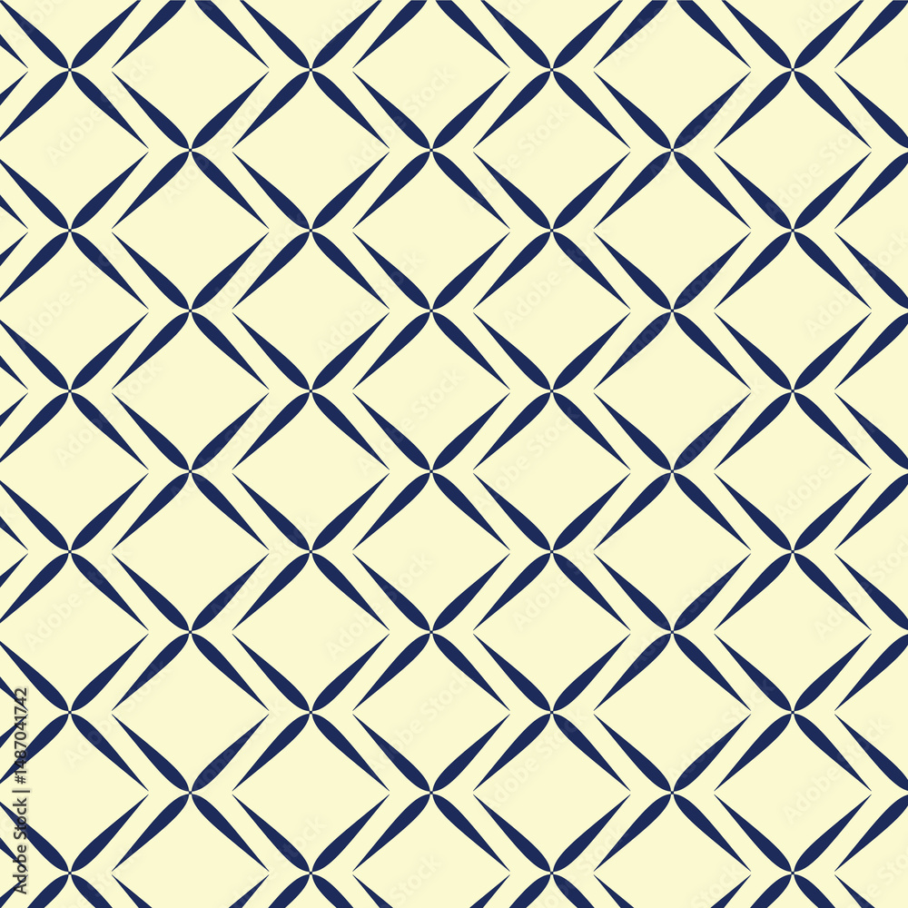 seamless abstract geometric pattern. Vectorized blue and light yellow background. with rhombuses, diamond shapes, mesh. seamless abstract geometric pattern. Vectorized blue and light yellow background. with rhombuses, diamond shapes, mesh.
