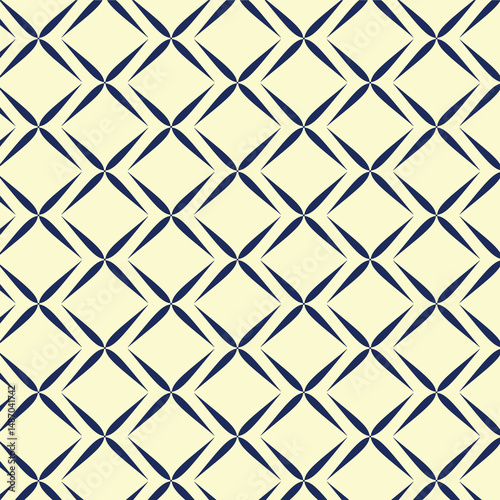 seamless abstract geometric pattern. Vectorized blue and light yellow background. with rhombuses, diamond shapes, mesh.