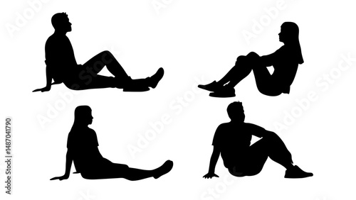set of a group of business people sitting in various poses