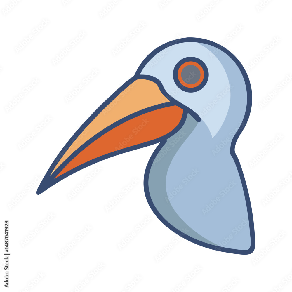 Naklejka premium Pelican head icon, simple vector illustration on black background