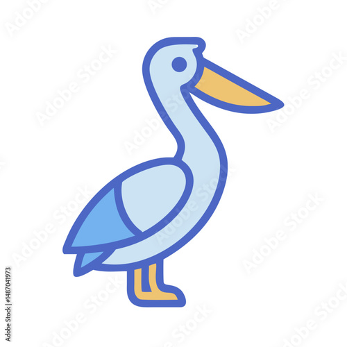 Stylized pelican illustration on a black background, outlined drawing
