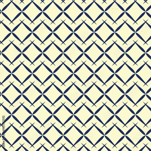 seamless abstract geometric pattern. Vectorized blue and light yellow background. with rhombuses, diamond shapes, mesh.