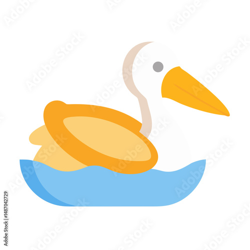 Stylized Pelican Floating in Water Vector Graphic Illustration
