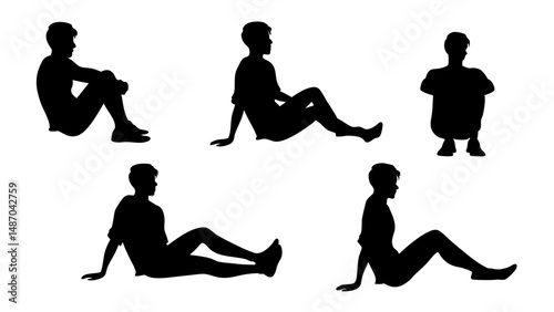 set of a group of business people sitting in various poses