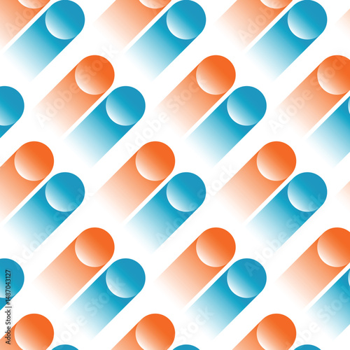 Tableau sur toile blue and orange meteor geometric pattern on white background