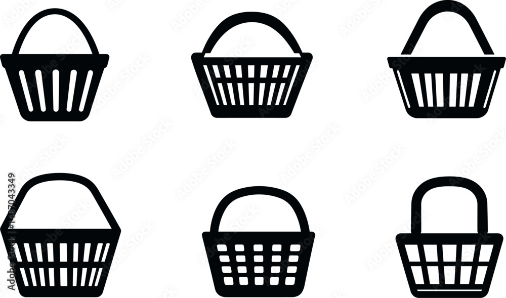 Set of basket icons isolated on a white background