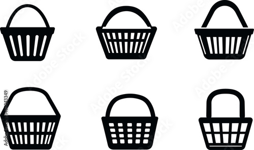 Set of basket icons isolated on a white background