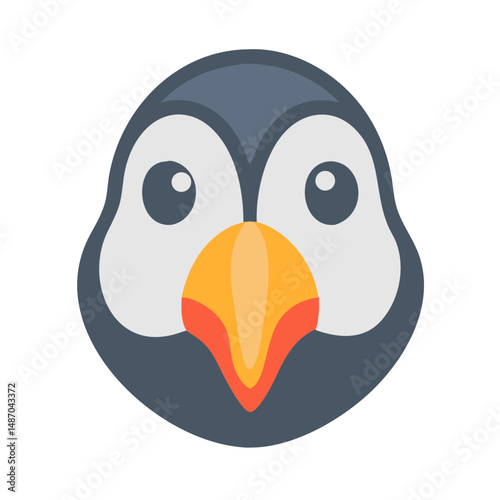 Flat vector illustration of an Atlantic Puffin face