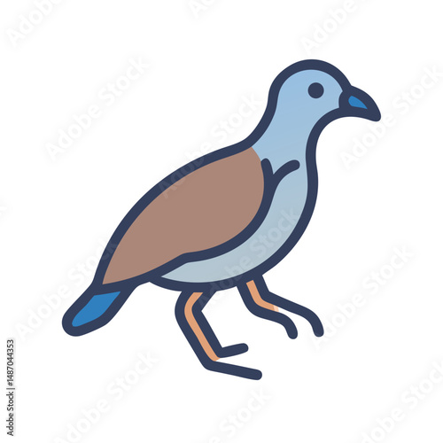 Stylized vector art illustration of a colorful pigeon standing still