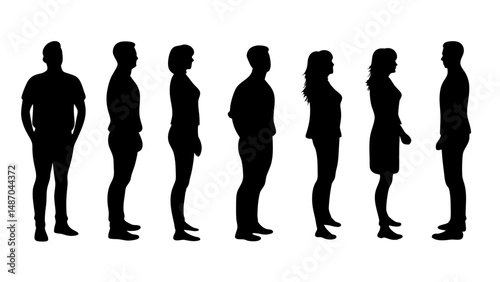 set of a group of standing business people