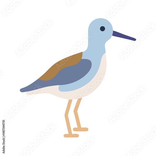 Flat vector illustration of a shorebird in profile view