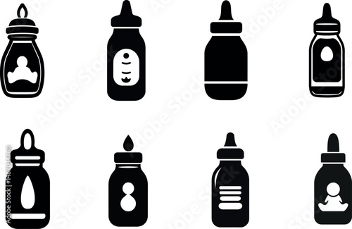 Collection of dropper bottles isolated on a white background