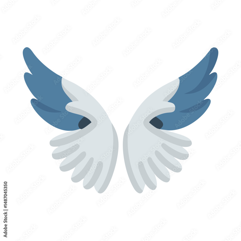 Obraz premium Blue and white stylized wings illustration on a black background