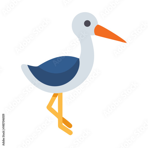 Stylized heron stands gracefully on a black background