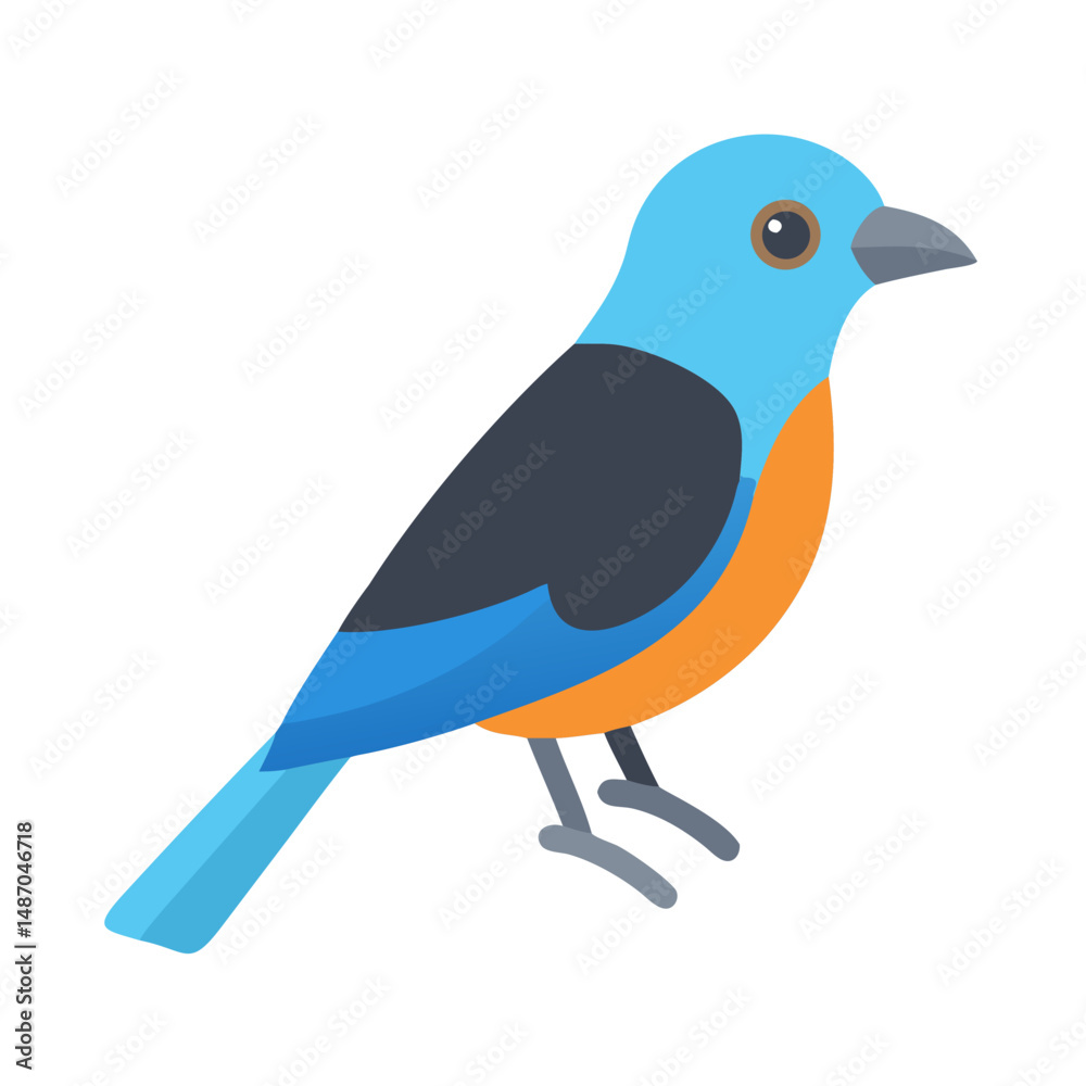 Obraz premium Vibrant indigo bird perching peacefully on a dark backdrop