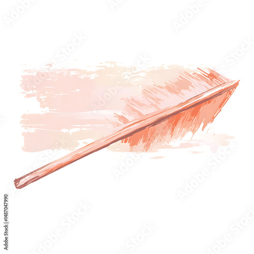 Artistic Arrow with Dynamic Brush Strokes in Soft Pink Isolated on Transparent Background