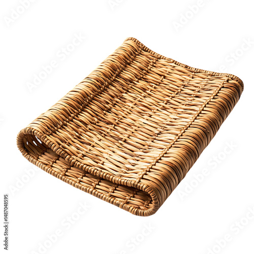 Elegant Minimalist Straw Beach Mat with a Refined D Isolated on Transparent Background