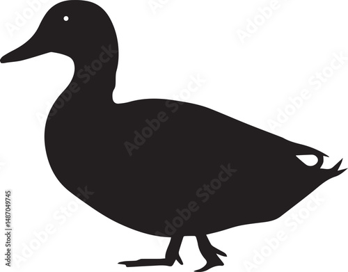 Silhouette duck isolated on white background Premium vector. 