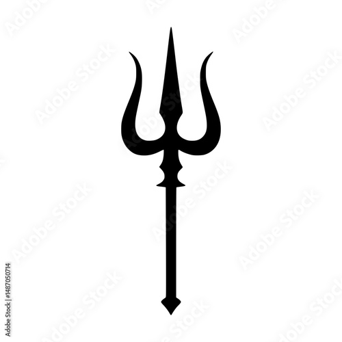 Trident Symbol Icon - Black Outline