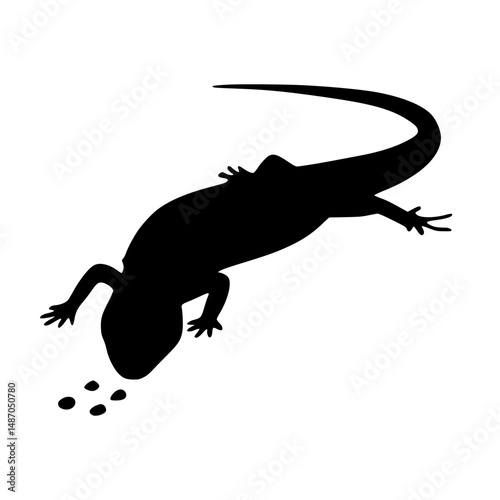 Black Silhouette Lizard Vector Graphic
