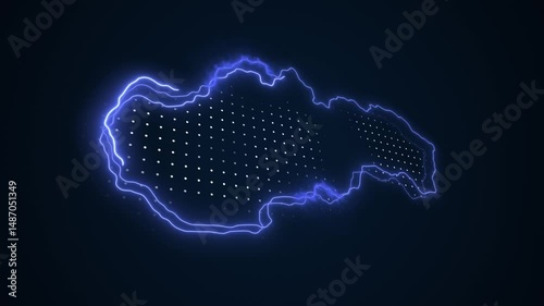 3D Neon Blue Slovakia Map Borders Outline Loop Background