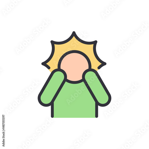 Exasperated Character Covering Ears Due To Noise Or Sensory Overload