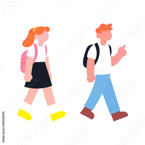 Two students walking to school, dressed in uniform.