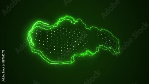 3D Neon Green Slovakia Map Borders Outline Loop Background