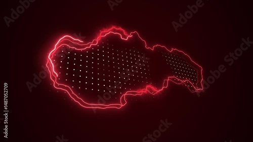3D Neon Red Slovakia Map Borders Outline Loop Background