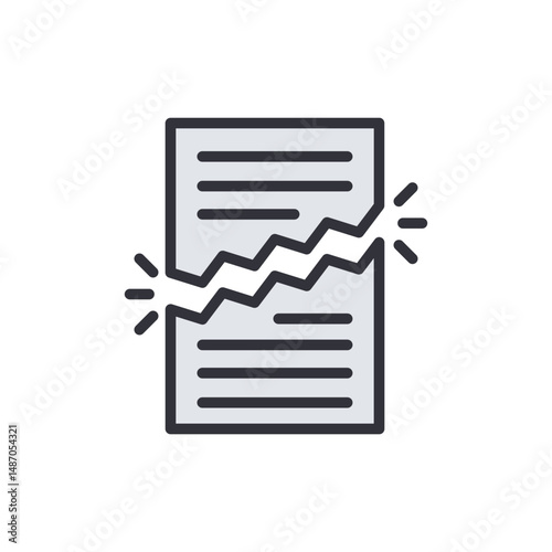 Torn Document Illustrates Stress And Disagreement With Transparent Background