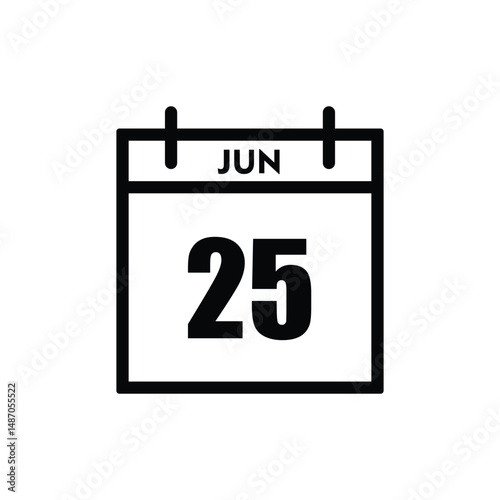 calender icon, 25 june icon with white background