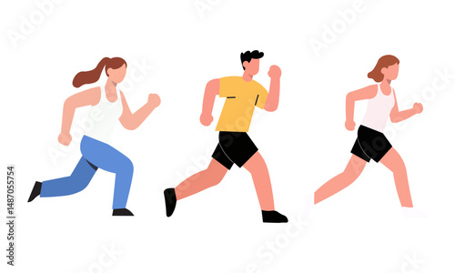 Active People Running, Diverse Individuals Exercising