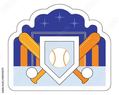  Colored Vector Illustration of Baseball Home Plate with Ball
