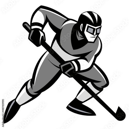 Dynamic Vector Illustration of a Hockey Player in Action
