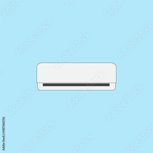 Air conditioner vector illustration on blue background. Electrical appliance for controlling temperature and climate in room