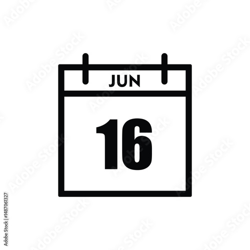 calender icon, 16 june icon with white background